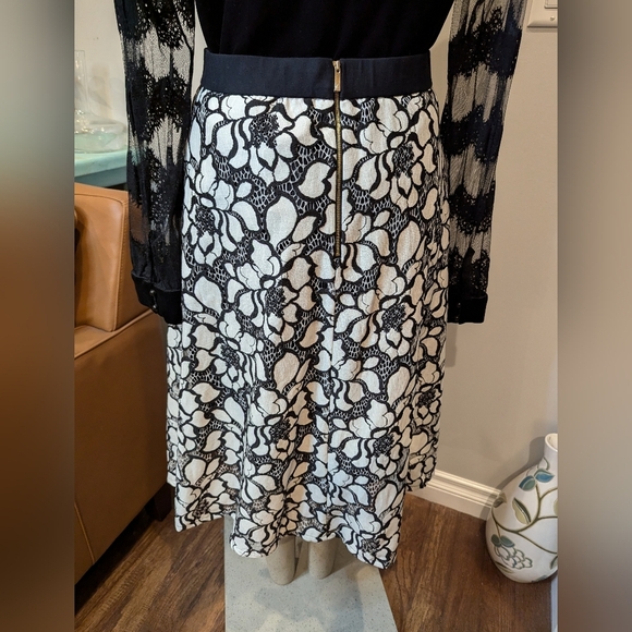 NWT designer Black and White Floral Lace Skirt Christian Siriano women's Sz 18 - Picture 7 of 16